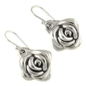  Sterling Silver Rose Dangle Earrings Jewelry