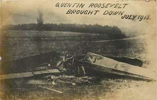 AVIATION RPPC QUENTIN ROOSEVELT PLANE CRASH 1918 R39533  