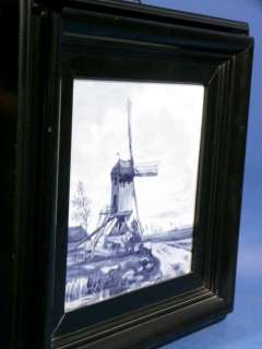 d047: Antique Framed Delft Tile Porceleyne Fles 1886  