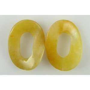  30mm yellow jasper wavy donut pendant 2 beads