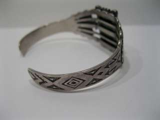 Beautiful Old Navajo Sterling Silver #8 Turquoise Bracelet w 