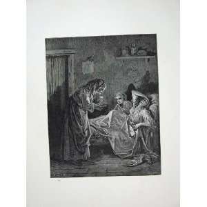  1870 Dore Gallery FontaineS Fables Old Woman Servants 