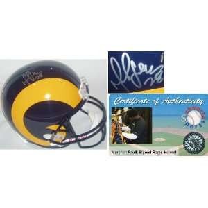 Marshall Faulk Signed Rams T/B Replica Helmet