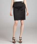Gucci black cotton with gold lace up charms pencil skirt style 