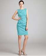 style #319237001 turquoise jersey tiered scoop neck dress