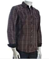 Black Hearts Brigade charcoal plaid washed cotton button front shirt 