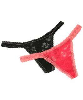 Free People set of 2  coral and black lace thongs   