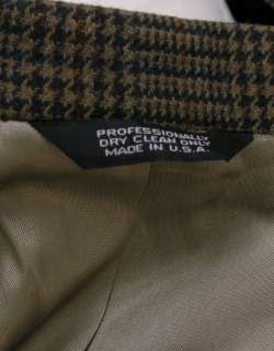 Cricketeer Tweed Sport Coat Brown Houndstooth Plaid Wool 44L Perfect 