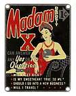 1950s MADAM X Penny Arcade Machine ADVERTISING NAME PLATE Great 