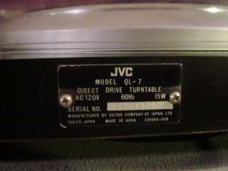 VINTAGE JVC DIRECT DRIVE TURNTABLE QL 7 HIGH END AUDIO COMPLETE HEAVY 
