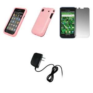  Pink Rubberized Snap On Cover Case + Screen Protector + Home 
