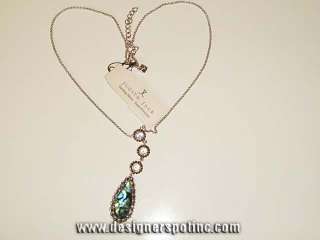 New Judith Jack 925 Marcasite Abalone Teardrop Necklace + Box
