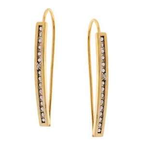    18k Gold over Silver Diamond Accent Thread Earrings: Jewelry