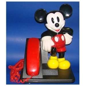  Disney Mickey Mouse Phone AT&T 1992 Red Black Telephone 