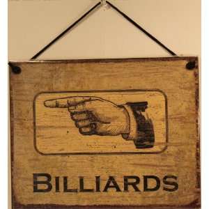  Vintage Style Sign Saying, BILLIARDS Decorative Fun 