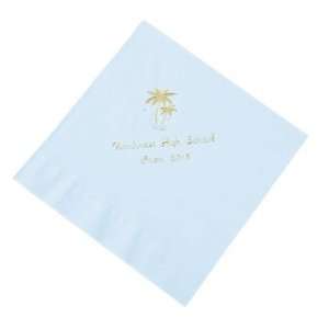 Personalized Palm Tree Light Blue Lunch Napkins   Tableware & Napkins