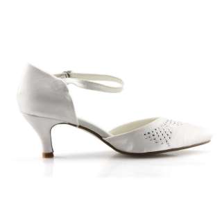 SHOEZY wedding party ivory diamante pumps heel shoes  