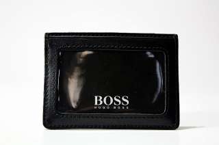 Hugo Boss Bellness Mens Genuine Black Leather ID & Card Case Wallet 
