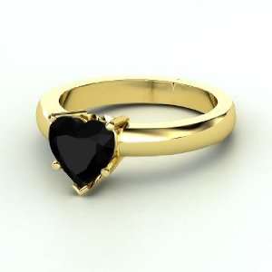    One Heart Ring, Heart Black Onyx 14K Yellow Gold Ring Jewelry