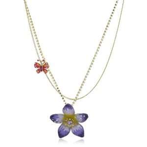 Betsey Johnson Hawaii Luau Purple Flower Pendant Necklace