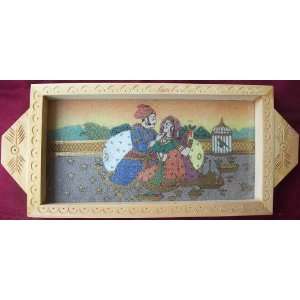    Traditional Mughal Gem Art Painting, Serveing Tray 