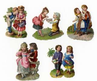 Miniature Die Cuts   VICTORIAN CHILDREN COUPLES   1880s  