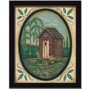  Her Outhouse Country Bath Room Primitive Print Framed 
