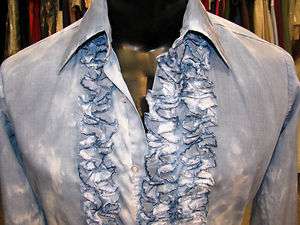 MENS VINTAGE RUFFLED TUXEDO SHIRT TIE DYE 14 X 34 #58 GREAT FOR PARTY 