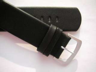 Art swiss made black plain leather watch band 21 mm  