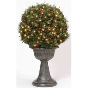  18 Pre Lit Christmas Ball Topiary with Pine Cones   Clear 