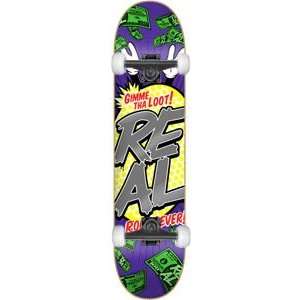  Real Gimme Tha Loot Complete Skateboard   8.25 Purple w 