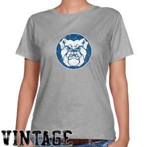 NCAA Butler Bulldogs Ladies Ash Distressed Logo Vintage Classic Fit T 