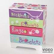   Jewelry Box Musical Polka Dot Ballerina / 4 Labeled Storage Drawer