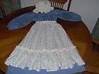 New Homemade Girls size 6 8 Pioneer/Colonial/Prairie Costume Blue 