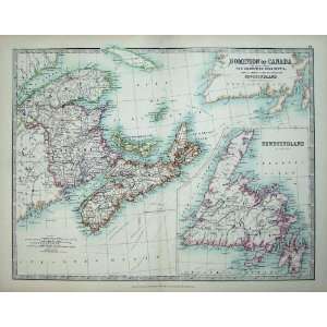   Johnston Atlas 1905 Map Dominion Canada Newfoundland