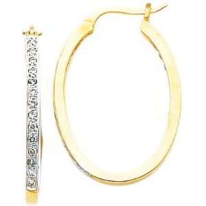    14K .50ct Diamond Inside Outside Oval Hoop Earrings: Jewelry