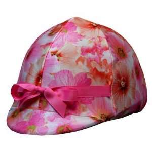 Equestrian Riding Helmet Cover   Pink Morning Glories