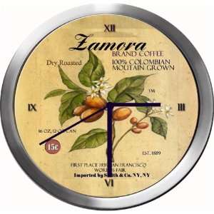  ZAMORA 14 Inch Coffee Metal Clock Quartz Movement Kitchen 