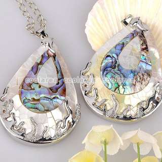 Abalone White MOP Shell Teardrop Bead Pendant For Necklace DIY Jewelry 