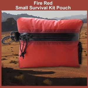  Fire Red Small Survival Kit Pouch, Waterproof Sports 