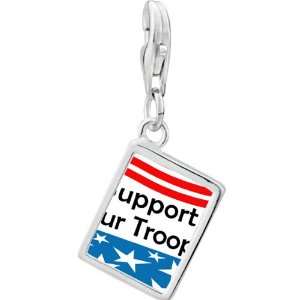   Support Our Troops Photo Rectangle Frame Charm Pugster Jewelry