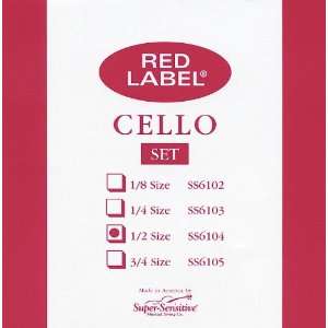   Sensitive Red Label 6104 Cello String Set, 1/2: Musical Instruments