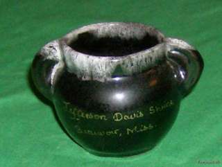 Jefferson Davis Shrine Souvenir Glazed Pottery Vase Pot  