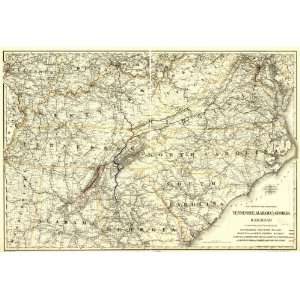  1892 Railroad map of Tennessee, Alabama & Georgia