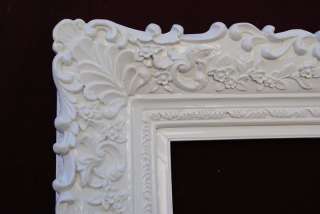 Ornate White Lacquer Vanity Mirror Shiny Baroque  