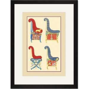  Black Framed/Matted Print 17x23, Ancient Egyptian Chairs 