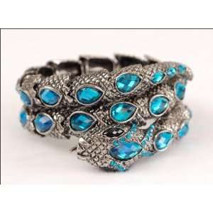  Silver and blue stone Snake Wrap Around Bracelet 