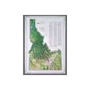   IDAHO Raised Relief Map NCR Style with OAK WOOD Frame
