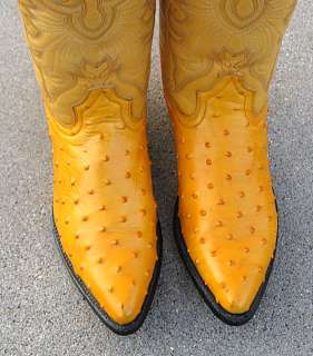COWBOY FAUX EMBOSSED FULL QUILL OSTRICH BOOTS MENS 9.5D  