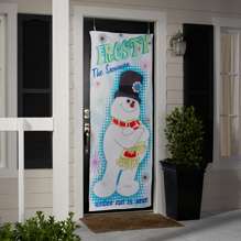 CHRISTMAS DOOR COVER FROSTY SNOWMAN HOLIDAY NYLON NEW  